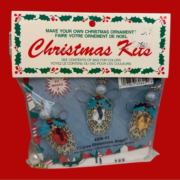 New Vintage Christmas Ornament Kit Filigree Rhinestone Angel Merri Mac Retro - Picture 1 of 5